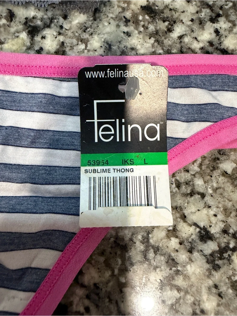 Striped & Leopard Print Thong Set in Gray and Pink